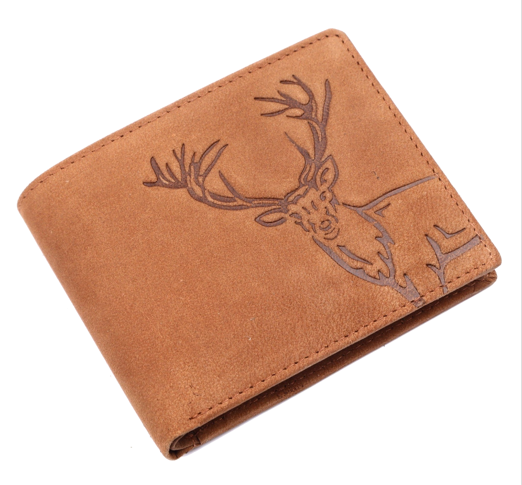 Artisan Stag-Engraved Leather Wallet